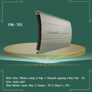cửa cuốn PM - 701được làm từ hợp kim nhôm 6063 theo dây chuyền công nghệ đức sản xuất tại việt nam. đơn giá tính / m2.