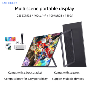 13.5-inch portable monitor 2K FHD 60HZ laptop monitor screen USB-C and HDMI inputs ultra-thin IPS panel with HDR portable monitor speaker suitable for laptops PC、 Mobile phones PS4/5、Mac、Xbox
