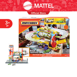 Matchbox Spin Cyclone Car Wash Playset With 1:64 Scale Die-Cast Toy Corvette & Tow Truck (JGB68)