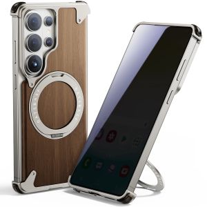Eary for Samsung Galaxy S26 Ultra Wooden Case With 360 ° Rotating Magnetic Stand Frameless Unique Wood Phone Cover Drop Protection2026