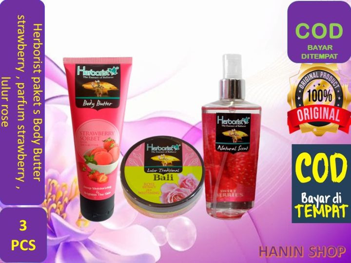 Herborist paket Body Butter strawberry , parfum strawberry , lulur rose Lazada Indonesia