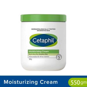 Cetaphil Moisturising Cream 48H Long Hydration Barrier Strengthening Soothe Dry Sensitive Skin Non-Greasy Non-Comedogenic Intense Dry Skin Face & Body Cream 550g
