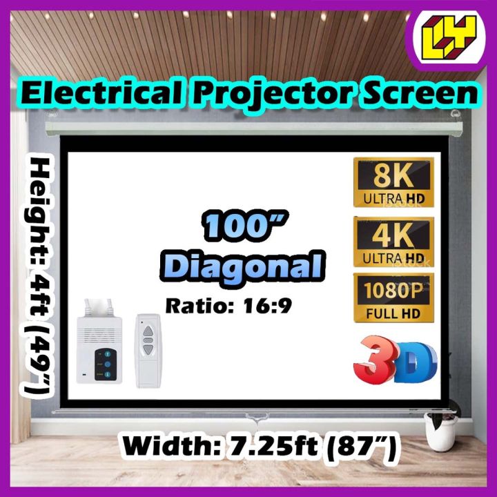 Projector Screen 100" Motorized / Electrical 169 [Matte White