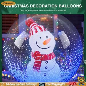 [Merry Christmas]Christmas Luminous Inflatable Decorative Ball with Lights Large PVC Decorated Ball Ornaments for Yard Porch Decoration