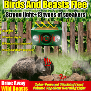 Scare Wild Boar Repellent Solar Warning Lights Loud Dog Barking  Loud Volume Flashing Farm Repellers