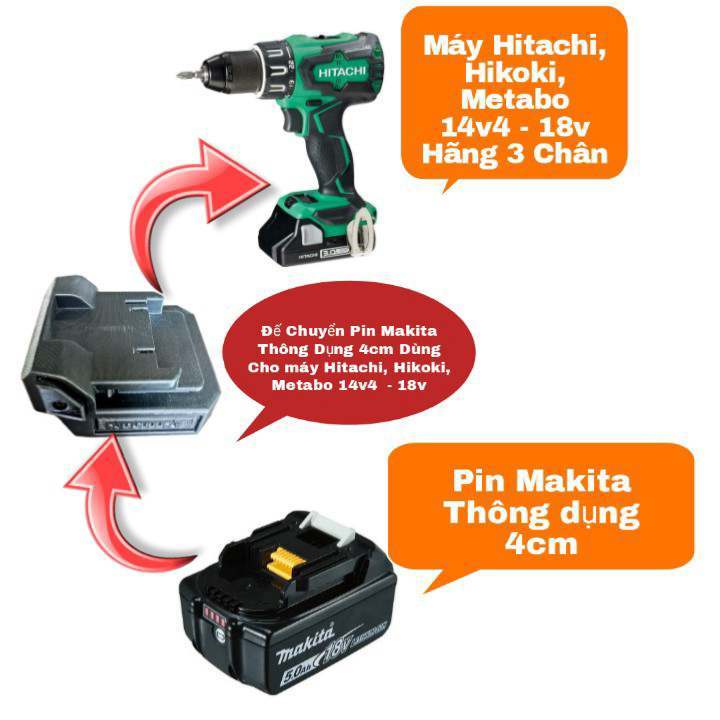 Đế Chuyển Pin Makita Thông Dụng Dùng cho Máy Hitachi 18V In Nhựa Chịu ...