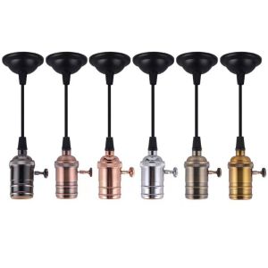 WENTIVV Knob Switch E27 Aluminum Lamp Base Lamp Holder Fixture High Temperature Resistant Vintage Lampholder Durable 220V LED Light