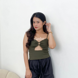 Priska Tanktop Rib Baju Wanita Atasan Lengan Pendek Korean Style Kekinian Terbaru Ootd by Clashe