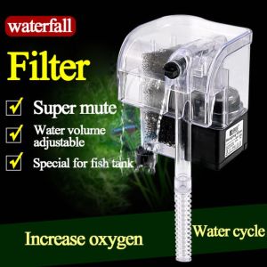 3 in 1 Aquarium Hang On Filter Fish Tank Oxygen Pump Waterfall Suspension Fish Tank Filter Deodorization Low decibels Adjustable Water Volume