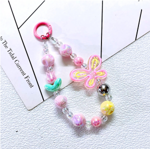 INS Sweet Cool Cute Love Heart Butterfly Beaded Phone Lanyard Strap