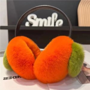 Genuine Rex Rabbit Fur Earmuff for Women Earlap Cap Warm Earmuff Fluffy Pompoms Real Fur Natural Lady Fashion Winter2026