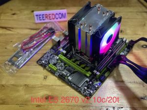 ชุดMainboard MB CPU RAM X79 10คอร์/20เทรดE5-2670 V2 RAM 16-128 GB +ซิงค์พัดลม 2พัดลม 4ท่อทองเเดง