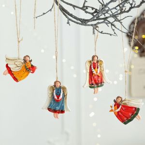 JOY European Design Christmas Angel Decoration Vintage Style Cartoon Christmas Tree Ornament Fantasy Style Brightly Painted Angel Girl Pendant Christmas Tree