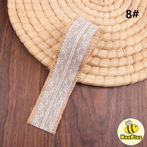 MaxPlus 2m Handmade Decorations Linen Volume Burlap Ribbon Cloth Roll Lace DIY Manual Accessories
