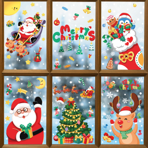 COMBO-Decal trang trí NOEL HÍT TĨNH ĐIỆN - Noel vui nhộn đầy sắc màu ông già noel và các bạn (6 tấm)-CDN103