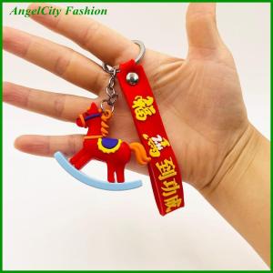 AngelCity Fashion Store Cute Cartoon Horse Keychain Zodiac Horse Charms Car Key Ring Fashion Backpack Pendant Decoration Accessories New Year Gift