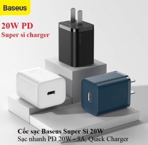 Củ Sạc Nhanh 20W Baseus PD Super Si Pro Chân Gập Hiện Đại Dành Cho Điện Thoại iPhone Samsung Xiaomi Oppo Huawei