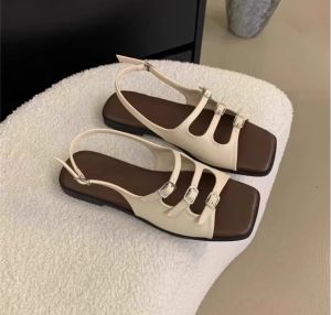SoleMate Sandals For Women 2025 Summer New Vintage French Adjustable Buckle Flat Versatile Roman Slippers#WL007