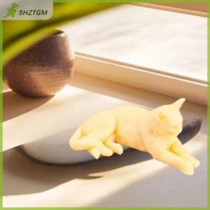 【SHZTGM】 1ชิ้นแฮนด์เมดแมวแกะสลักทำด้วยมืองานฝีมือสร้างสรรค์สร้างสรรค์ซิลิโคนแมวเทียนหอมระเหยแม่พิมพ์หล่อเครื่องประดับเรซิ่นสัตว์แม่พิมพ์