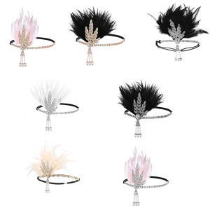 1920S chủ đề tổ chức sự kiện hairband trang phục tạo kiểu tóc phụ kiện với thạch Feather decors cho sự kiện trang trọng mặc hàng ngày