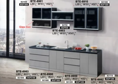 SET D Modular Kitchen Cabinet With Thick Melamine Table Top / Kitchen Cabinet / Kitchen Storage Cabinet / Microwave Oven Cabinet / Water Dispenser Cabinet