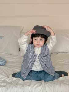 Baby striped vest autumn outfit 2026 Childrens Autumn Clothing Boys Jeans Set