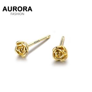 AURORA Real 925 Silver Mini Rose Flower Stud Earrings Jewelry ES925-12
