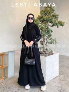 GAMIS WANITA DRESS HITAM LESTI SIMPEL JETBLACK SAUDI