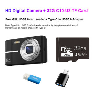 4K Digital Camera 50MP HD Photography CCD Camera Auto Focus Video Vlogging Camcorder 16X Digital Zoom Mini Pocket Cameras with Flash