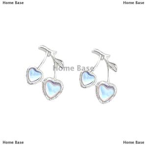 [COD] Home Base Women Moonstone Cherry Stud Earrings Sweet Lovely Jewelry Small Fresh Fruit Earrings Gift