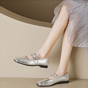 One shoes ฤดูใบไม้ผลิ 2024 ใหม่สไตล์เกาหลีปั๊มนิ้วเท้าเหลี่ยมฝรั่งเศสสตรีมีครรภ์สามารถสวมรองเท้าแมรี่เจนส้นแบนที่อ่อนนุ่มได้