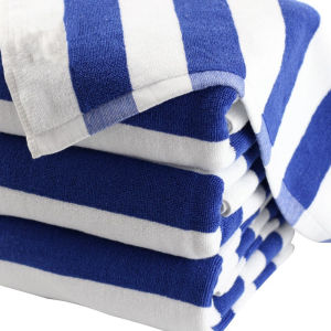 Pool Towel l Beach Towel Blue Strip Line (35x70inchi) Big Towel l 100% Cotton Double Stich