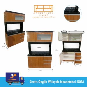 Lemari Dapur Serbaguna / Lemari Sayur Finishing HPL + Cermin - Khusus Pengiriman Wilayah Jabodetabek