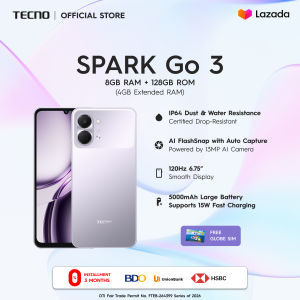 TECNO SPARK GO 3 4+128 | Unisoc T7250 | 13MP+AI FlashSnap | 120Hz 6.75 HD+|IP64 | 5000mAH