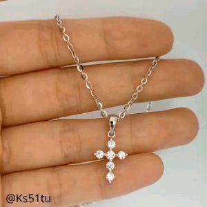 Kalung Salib Perak Asli 925 Lapis Mas Putih Kalung Perak silver Salib Perak Asli Kalung Salib