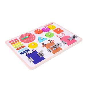 ANGCHI การศึกษาปฐมวัย ปลดล็อคของเล่นกระดานยุ่ง ไม้ ตัวเรียงรูปทรง ของเล่นกระดานมอนเตสซอรี่ การเรียนรู้เบื้องต้น แบบพกพา เกมปลดล็อค Montessori ฝึกการเคลื่อนไหวแบบละเอียด