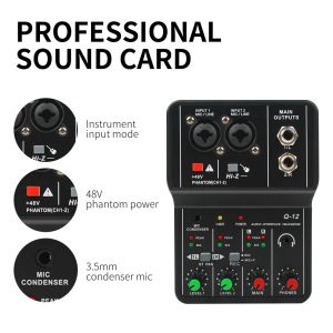 【Shipped From Penang】2 Channel Audio Mixer Small Sound Desk USB 48V DJ Sound Controller Interface USB Sound Card Phantom Power Compact Mixing Console Music Recording Home...