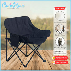 CUTIEHAUS Portable Folding Camping Outdoor Chair Backrest Moon Seat Chair Beach Hiking Fishing Chair Kerusi Camping Lipat - Fulfilled by Cutiehaus