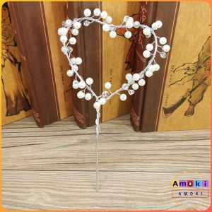 Amoki Pearl Crown Cake Topper Decor Birthday Fairy Stick Party Wedding Anniversary Crown Decoration