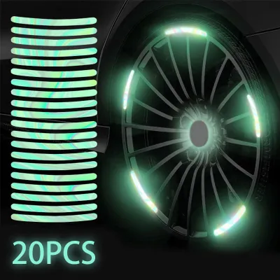 SEAMETAL Car Luminous Wheel Hub Reflective Stickers Strong Reflective Warning Decorative Strips