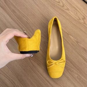 Free Shipping Bowknot Height-Increasing Suede Flats WomenS Spring New Collection Shallow-Toe Slip-On Ballet Shoes