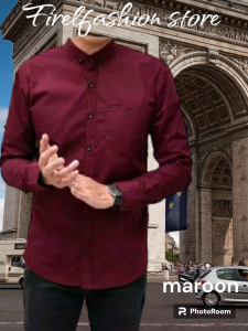 kemeja polos pria navy lengan panjang murah banget