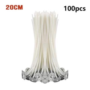 100pcs 10/15/20cm Pre-Waxed Cotton Candle Wicks Smokeless For Making Handmade Craft Supplies