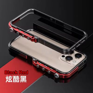 [JLK] Shockproof Metal Frame Bumper Phone Case For iPhone 16 15 14 13 Pro Max Mechanical Aluminum Alloy Protection Cover