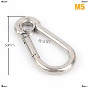 [COD] fhsav M4 M5 M6 M7 M8 Stainless Steel Carabiner Carbine Snap Hook with Eyelet Spring Buckle Key Ring