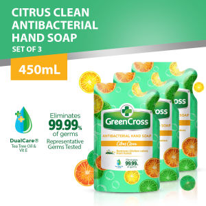 Green Cross Citrus Clean Antibacterial Hand Soap (450mL) Set of 3