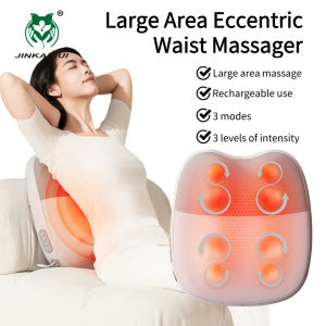 Jinkairui Back Massager 4 urut kawasan untuk leher bahu pinggang kembali Massager dengan menghiasi pemanasan bantal urut boleh dicas semula