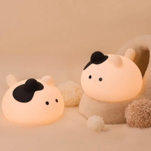 New Creative Cat Sleep LED Night Light C-Type Charging Bedroom Eye Protection Baby Feeding Night Light Cute Silicone Patting LED Touch Night Light Gift for Children