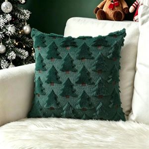 DOWNA Embroidered Throw Pillow Covers Christmas Tree 18x18 Inch Tufted Pillow Covers 3D Cushion Covers Holiday Party