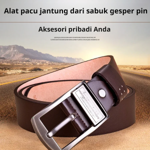 First-layer pure cowhide leather belt for men Mens belt Business belt Young man pin buckle belt